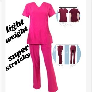 009 C/S Scrub Set Stretchable Bright Pink SMALL